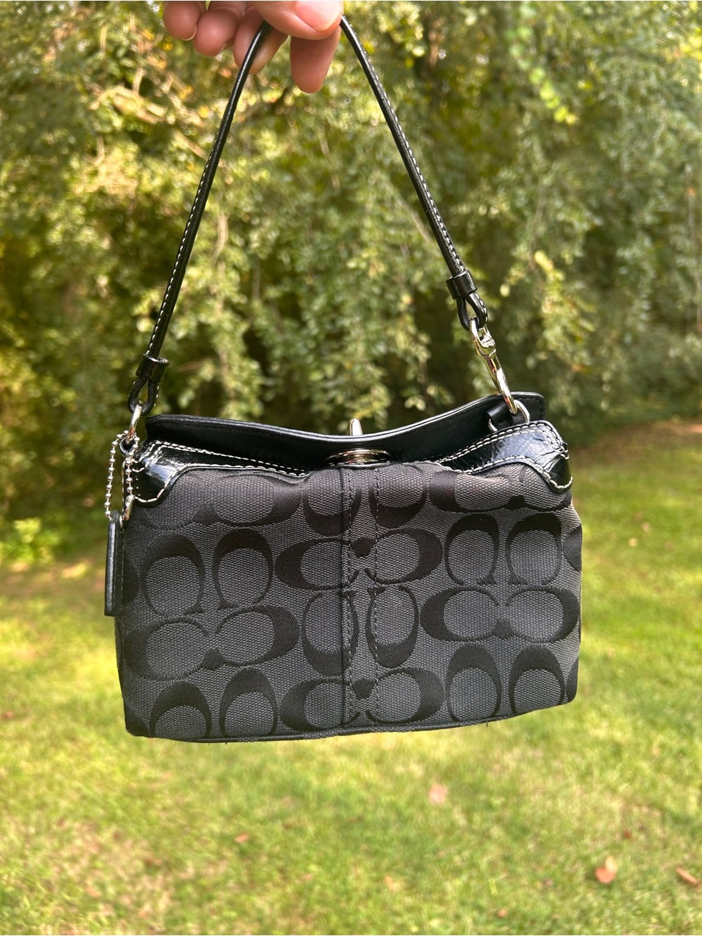 Coach Black Signature Canvas Shoulder Bag